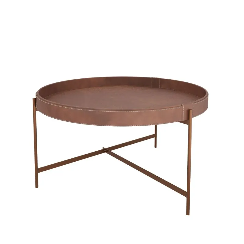 Mesa de centro Décor couro marrom