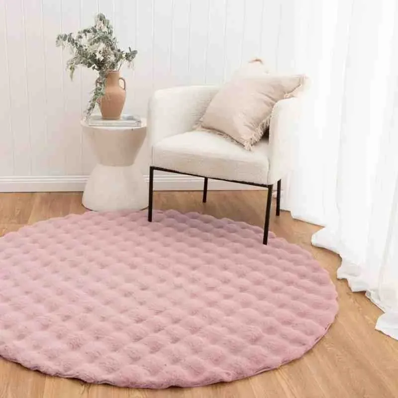 Tapete Pele Bubble redondo 200 cm rosa