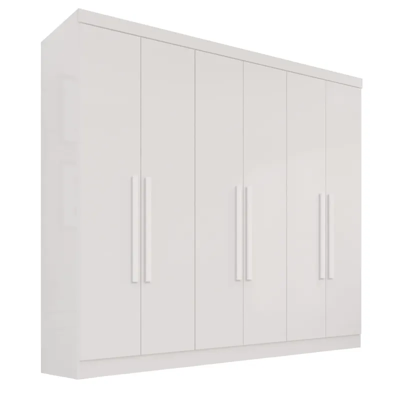Guarda-roupa França casal 6 portas e 2 gavetas branco