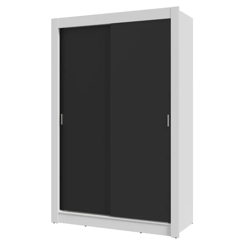 Guarda-roupa Vivare 2 portas de correr e 2 gavetas branco e preto