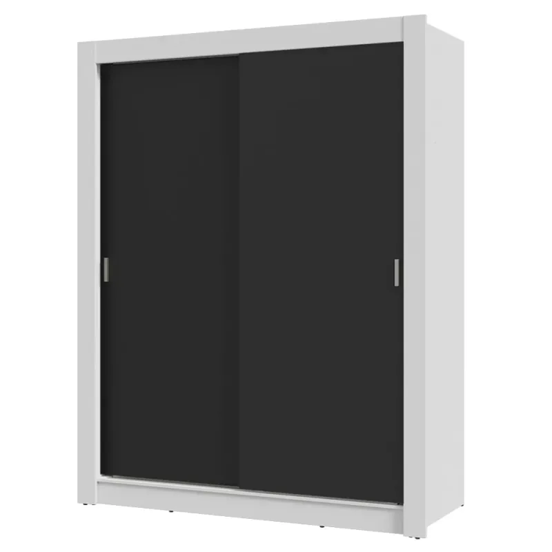 Guarda-roupa Milano solteiro 2 portas de correr branco e preto