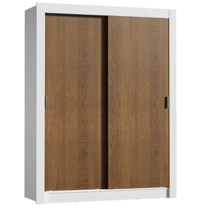 Guarda-roupa Denver 2 portas de correr branco e rústico
