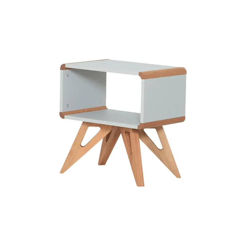 Mesa lateral Baori cinza claro e jatobá