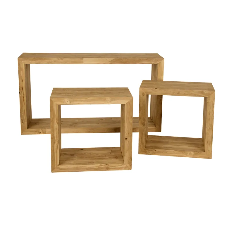Conjunto com 3 nichos Cafezal em madeira