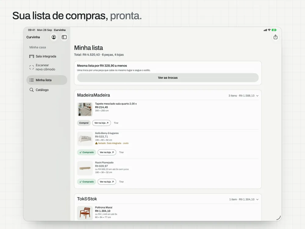 Your shopping list, ready