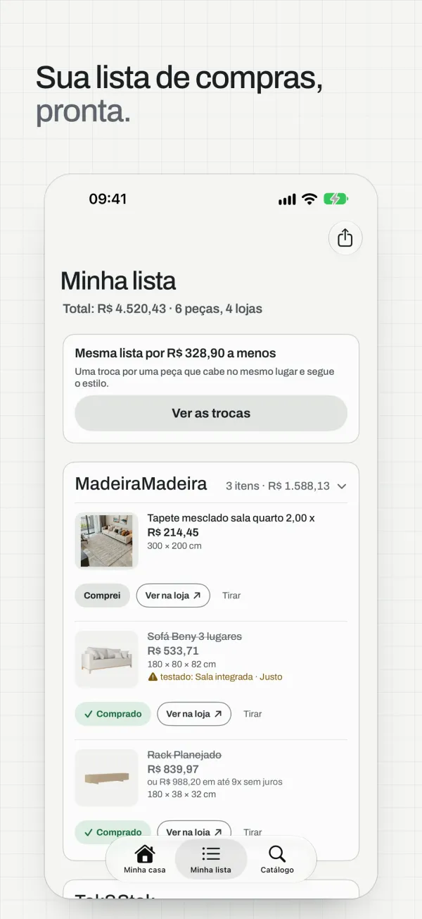 Your shopping list, ready